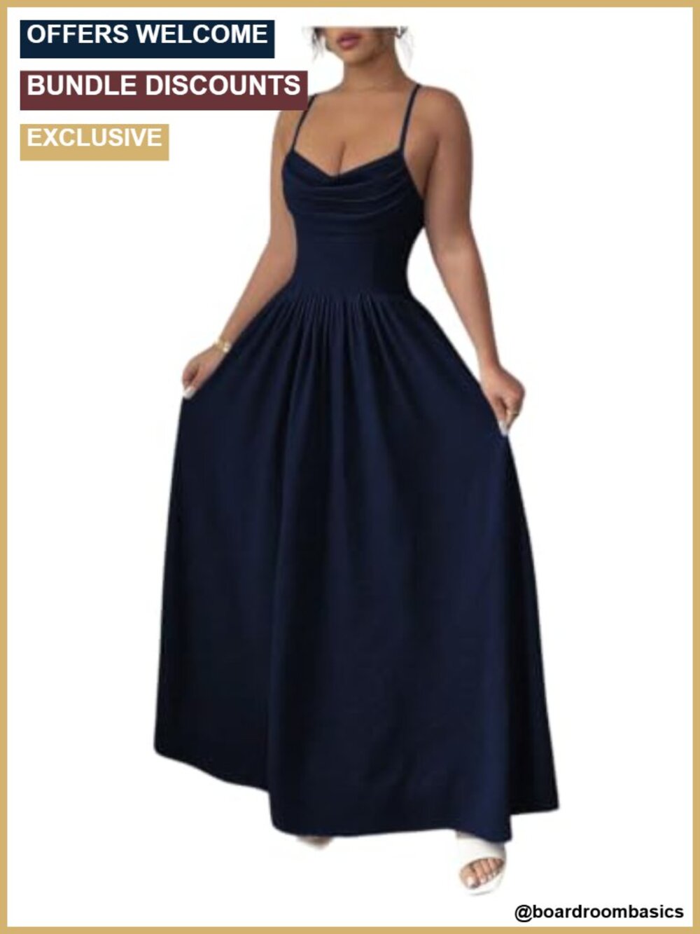 Sleeveless A-Line Formal Maxi Dress Spaghetti Strap Ruffle Hem Wedding Guest